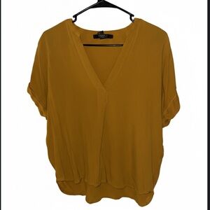 Forever 21 Mustard V-Neck Blouse